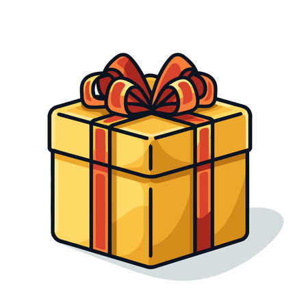 Gift box isolated on white background. Cute image of a paper gift box with bow. Vector illustration. Generated AIの素材