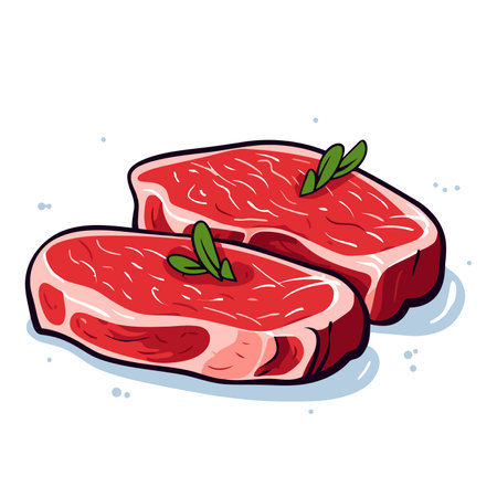 Raw meat steak. Slice of fresh meat isolated on white background. Vector illustration. Generated AIの素材