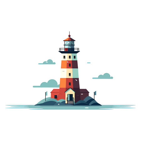 Abstract image of lighthouse. Lighthouse image isolated on white background. Vector illustration. Generated AIの素材