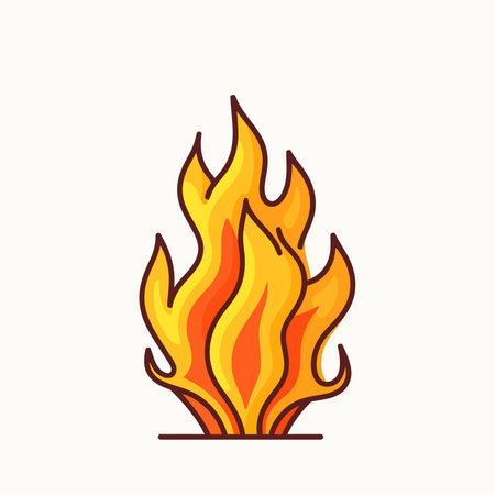 Fire image. Cute cartoon image of bonfire. Vector illustration. Generated AIの素材
