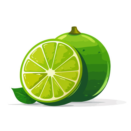 Green lime. Lime image isolated. Sliced lemon in flat design. Vector illustrationのイラスト素材