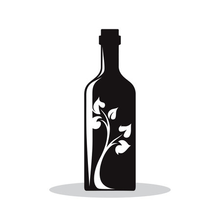 Wine bottle icon. Black silhouette of bottle. Wine bottle shape. Vector illustration.のイラスト素材