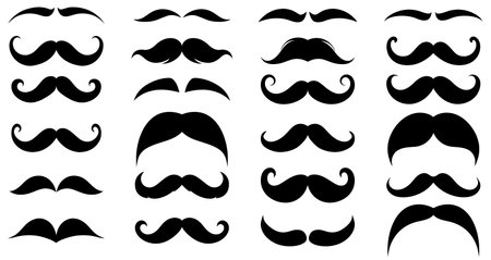 Mustache black icon. Set of hipster mustache icons. Icons of different mustaches. Vector illustration.のイラスト素材
