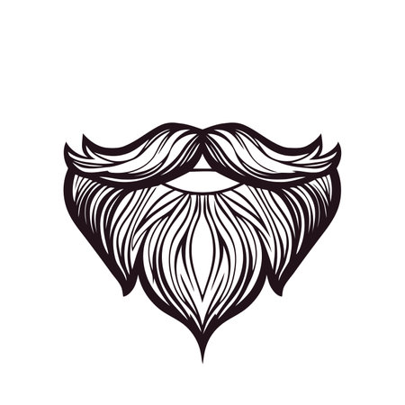 Beard and mustache. Hand drawn male beard and mustache. Vector illustration.のイラスト素材