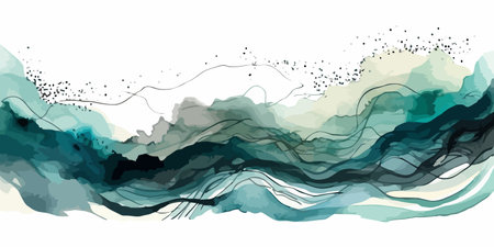 Beautiful watercolor background. Abstract turquoise watercolor painting. Vector illustration.のイラスト素材