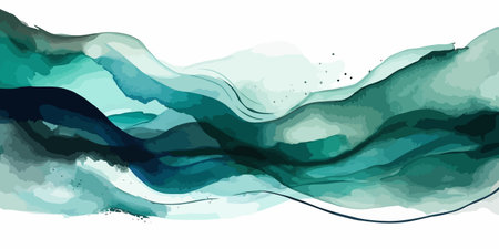 Beautiful watercolor background. Abstract turquoise watercolor painting. Vector illustration.のイラスト素材