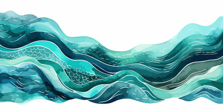 Beautiful watercolor background. Abstract turquoise watercolor painting. Vector illustration.のイラスト素材