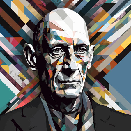 Male portrait in the style of cubism. Abstract cubism portrait painting in the style of Picasso....