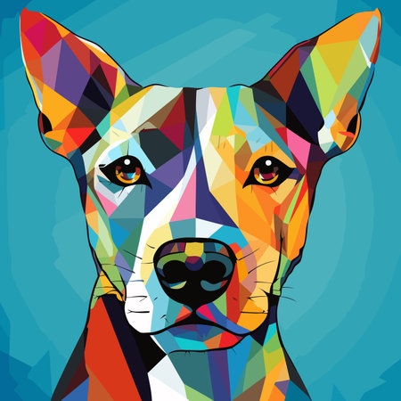 Dog painting in the style of cubism. Abstract painting of a dog in the style of Picasso. Vector illustration.のイラスト素材