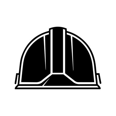Construction helmet icon in flat style. Construction hard hat icon. Black icon of hardhat. Vector illustrationのイラスト素材