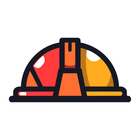 Construction helmet icon in flat style. Construction hard hat icon. Cartoon icon of hardhat. Vector illustrationのイラスト素材