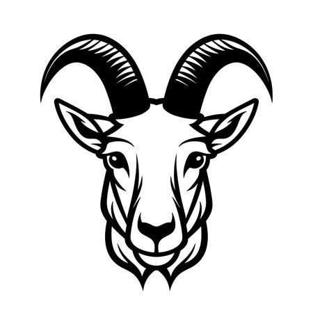 Goat face icon. Goat logo design. Black goat symbol. Vector illustrationのイラスト素材