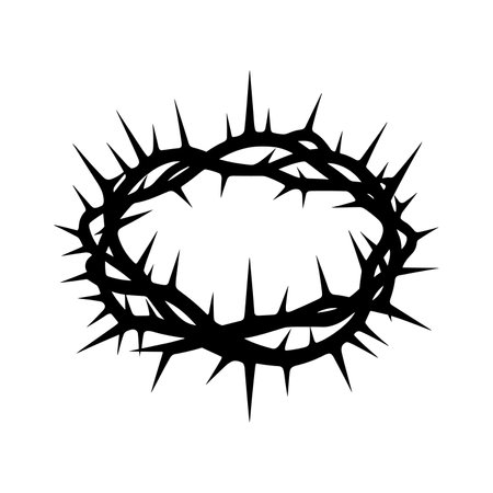 Crown of thorns icon. Black silhouette of a religious symbol of Christianity. Vector illustration.のイラスト素材