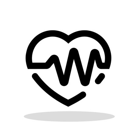 Cardiology symbol. Heart with pulse. Heartbeat icon isolated. Vector illustrationのイラスト素材