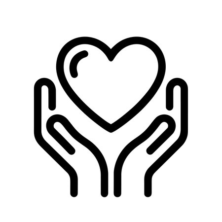 Heart in hands icon. Hands holding a heart. Symbol of love and care. Vector illustrationのイラスト素材