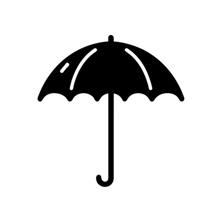 Black umbrella icon isolated on white background. Vector illustrationのイラスト素材