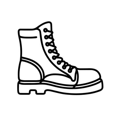 Boots icon. Black lace-up boots in flat design. Vector illustrationのイラスト素材