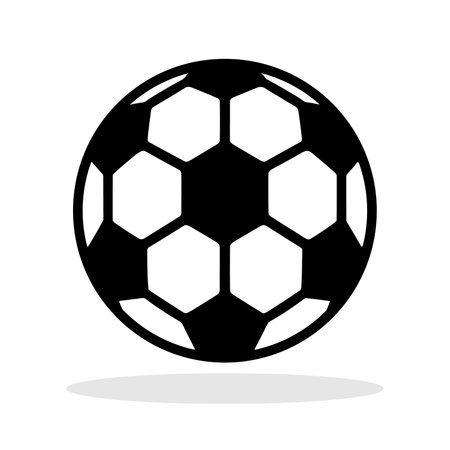 Soccer ball icon. Black soccer ball icon in flat style, isolated on a white background. Vector illustration.のイラスト素材