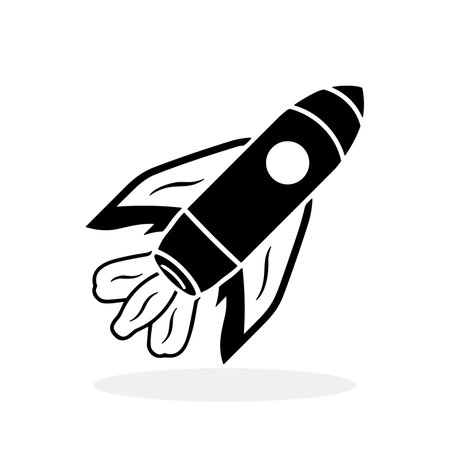 Rocket icon. Black spaceship icon isolated. Rocket launching sign. Vector illustration.のイラスト素材