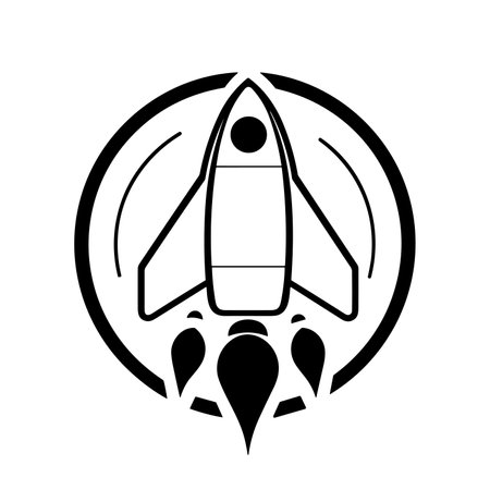 Rocket icon. Black spaceship icon isolated. Rocket launching sign. Vector illustration.のイラスト素材