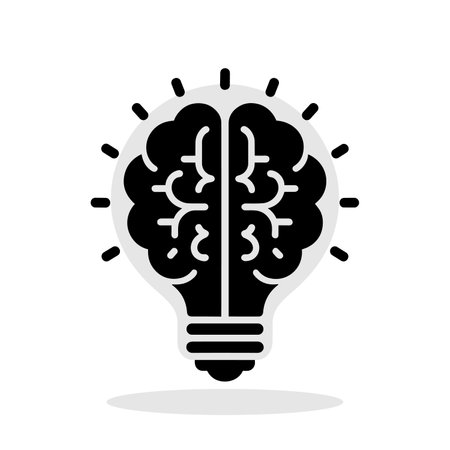Light bulb and brain icon. Creativity symbol. Innovation symbol. Vector illustrationのイラスト素材