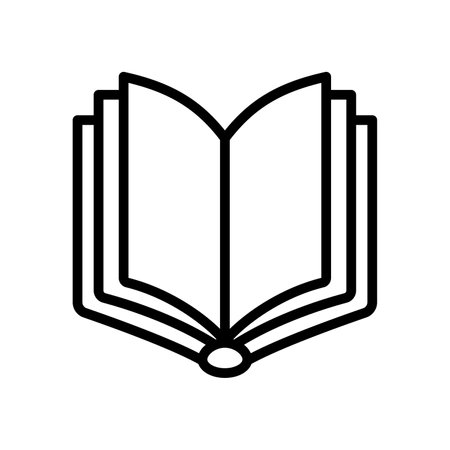 Book icon. Black linear book icon isolated on a white background. Education concept. Vector illustrationのイラスト素材
