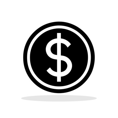 Dollar coin icon. Black money symbol in flat style. American dollar currency symbol. Vector illustrationのイラスト素材