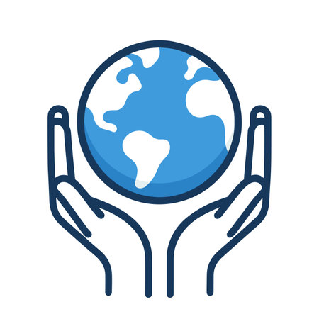 Two hands hold the globe Earth. Concept of caring for the Earth. Vector illustrationのイラスト素材