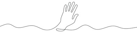 Continuous line drawing of hand. Hand linear icon. One line drawing background. Vector illustration. Hand continuous line iconのイラスト素材