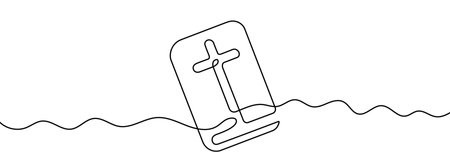 Continuous line drawing of the Bible. One line drawing background. Vector illustration. Single line Bible icon.のイラスト素材