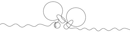 Continuous editable line drawing of tennis racket. One line drawing background. Vector illustration. Single line tennis racket icon.のイラスト素材