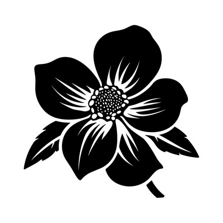 Flower icon. Black and white silhouette of a flowerのイラスト素材