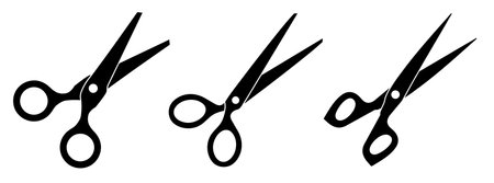 Scissor icons set. Isolated cutting scissors. Pictogram of scissors. Symbol of cutting. vector illustrationのイラスト素材