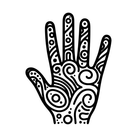 Open hand drawing with abstract ornamental patterns. Vector illustration.のイラスト素材