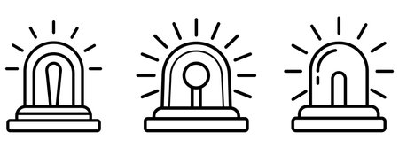 Emergency flashers siren icon. Set of siren icons in flat style. Emergency siren. Vector illustration.のイラスト素材