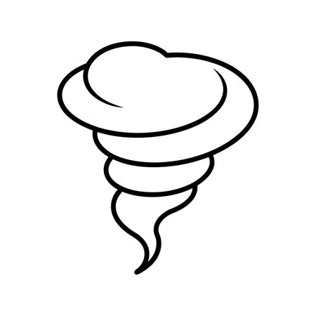 Tornado icon. Hurricane linear symbol. Black typhoon icon isolated on white background. Vector illustrationのイラスト素材