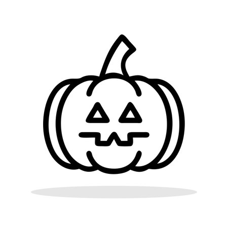 Pumpkin drawn icon. Black linear icon of an pumpkin, ideal for Halloween and autumn themes.のイラスト素材