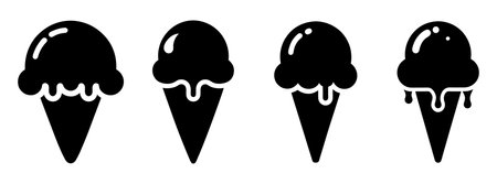 Ice cream icons set. Black icon of ice cream. Ice cream symbol.のイラスト素材