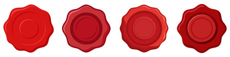 Red wax seal. Set of wax seal stamp icons. Stamp icon. Vector illustrationのイラスト素材
