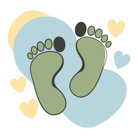 Footprints icon. Baby footprints on abstract background. Vector illustrationのイラスト素材