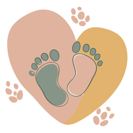 Footprints icon. Baby footprints on abstract background. Vector illustrationのイラスト素材
