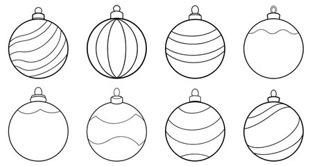 Christmas ball icon. Set of Christmas balls. Christmas ball icons in flat linear design. Vector illustration.のイラスト素材