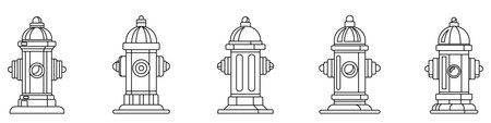 Fire hydrant icon. Set of fire hydrant icons isolated on white background. Vector illustrationのイラスト素材