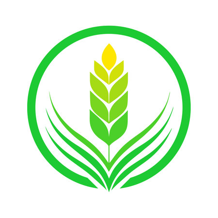Agronomy logo icon. Agriculture logo design. Agronomy logo with plants on a fields. Vector illustration.のイラスト素材