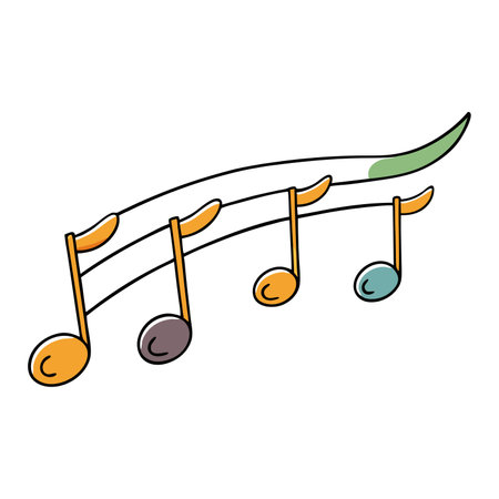 Musical background with notes. Flying music notes. Song notation in flat design. Vector illustration.のイラスト素材