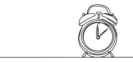 Continuous one line drawing of clock. Clock linear icon. One line drawing background. Vector illustration. Clock linear backgroundのイラスト素材