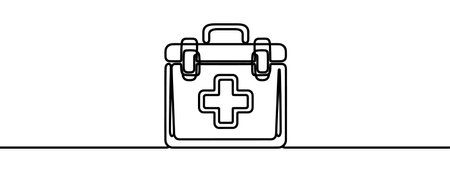 Continuous line drawing representing a first aid kitのイラスト素材