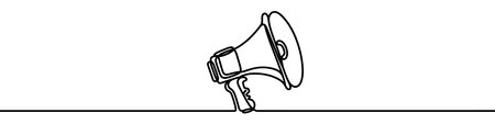 Continuous line drawing representing a megaphone for announcing or protesting. Vector illustration.のイラスト素材