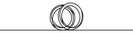 Minimalist vector illustration of one continuous line drawing wedding rings.のイラスト素材