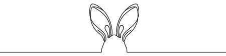 Minimalist vector illustration depicting a rabbit with its long ears drawn with one single continuous lineのイラスト素材